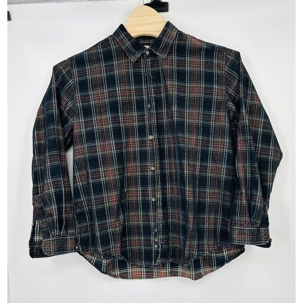 Carbon 2 Cobalt Corduroy Shirt Mens XLarge Plaid Long Sleeve Button Up